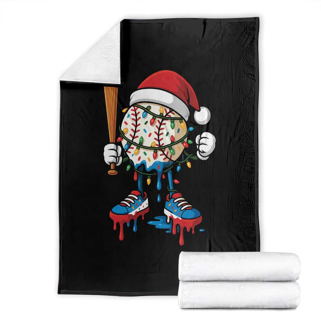 Christmas Baseball Ice Cream Drip Throw Blanket Santa Sports Xmas Baseball Player - Wonder Print Shop