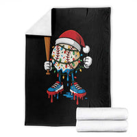 Christmas Baseball Ice Cream Drip Throw Blanket Santa Sports Xmas Baseball Player - Wonder Print Shop