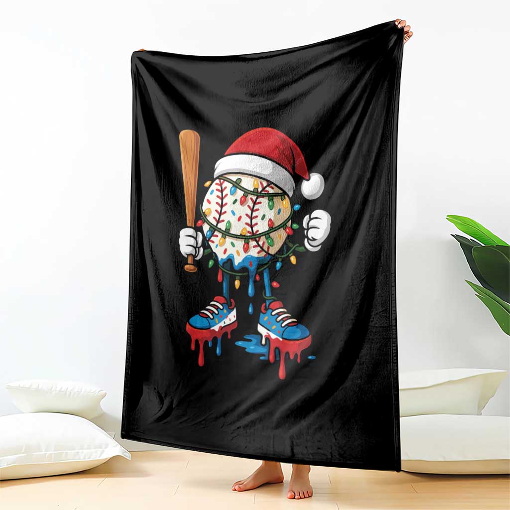 Christmas Baseball Ice Cream Drip Throw Blanket Santa Sports Xmas Baseball Player - Wonder Print Shop