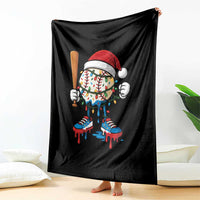 Christmas Baseball Ice Cream Drip Throw Blanket Santa Sports Xmas Baseball Player - Wonder Print Shop