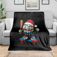 Christmas Baseball Ice Cream Drip Throw Blanket Santa Sports Xmas Baseball Player - Wonder Print Shop