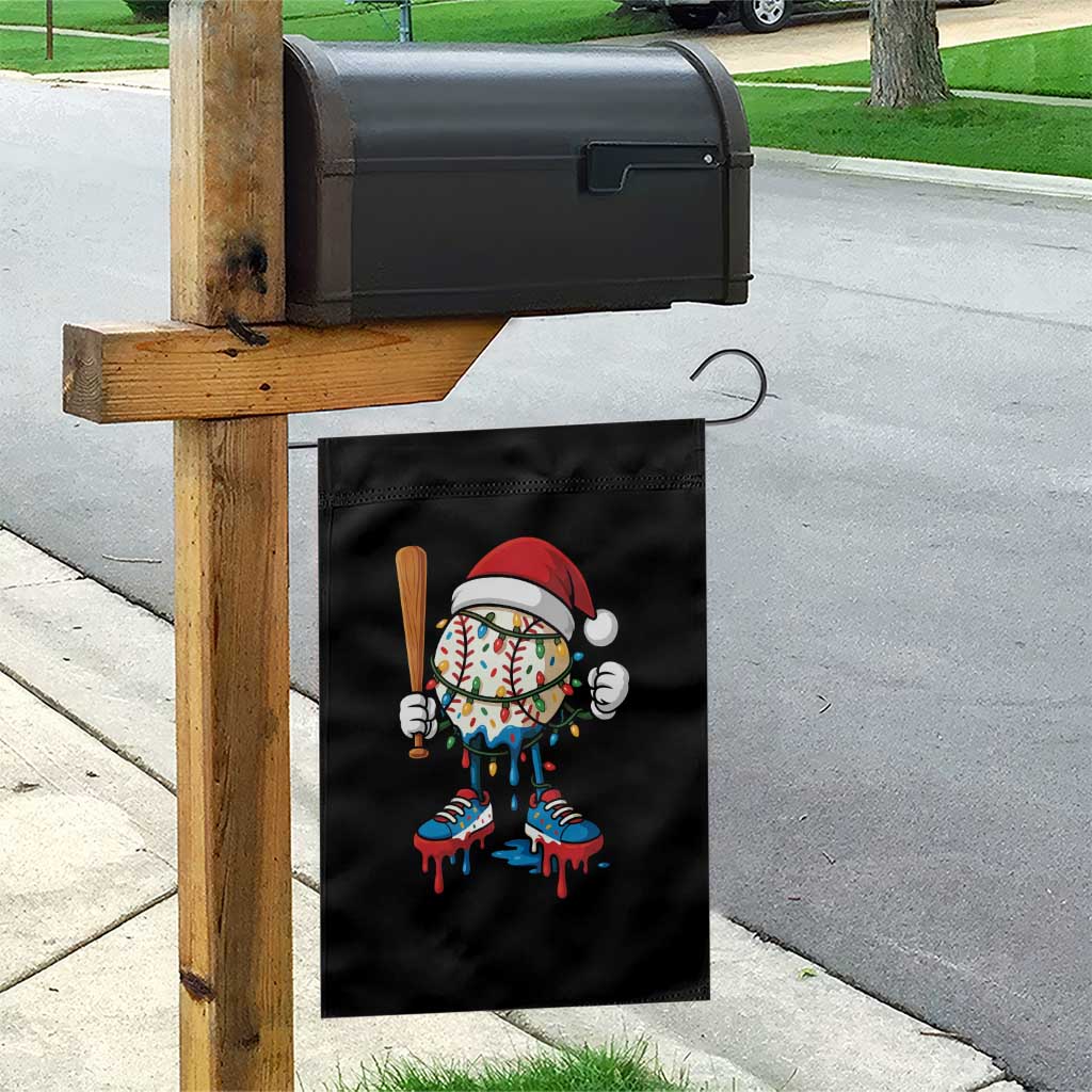 Christmas Baseball Ice Cream Drip Garden Flag Santa Sports Xmas Baseball Player - Wonder Print Shop
