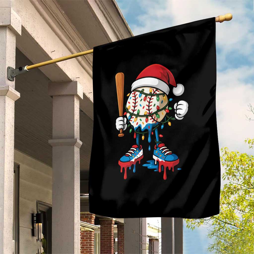 Christmas Baseball Ice Cream Drip Garden Flag Santa Sports Xmas Baseball Player - Wonder Print Shop