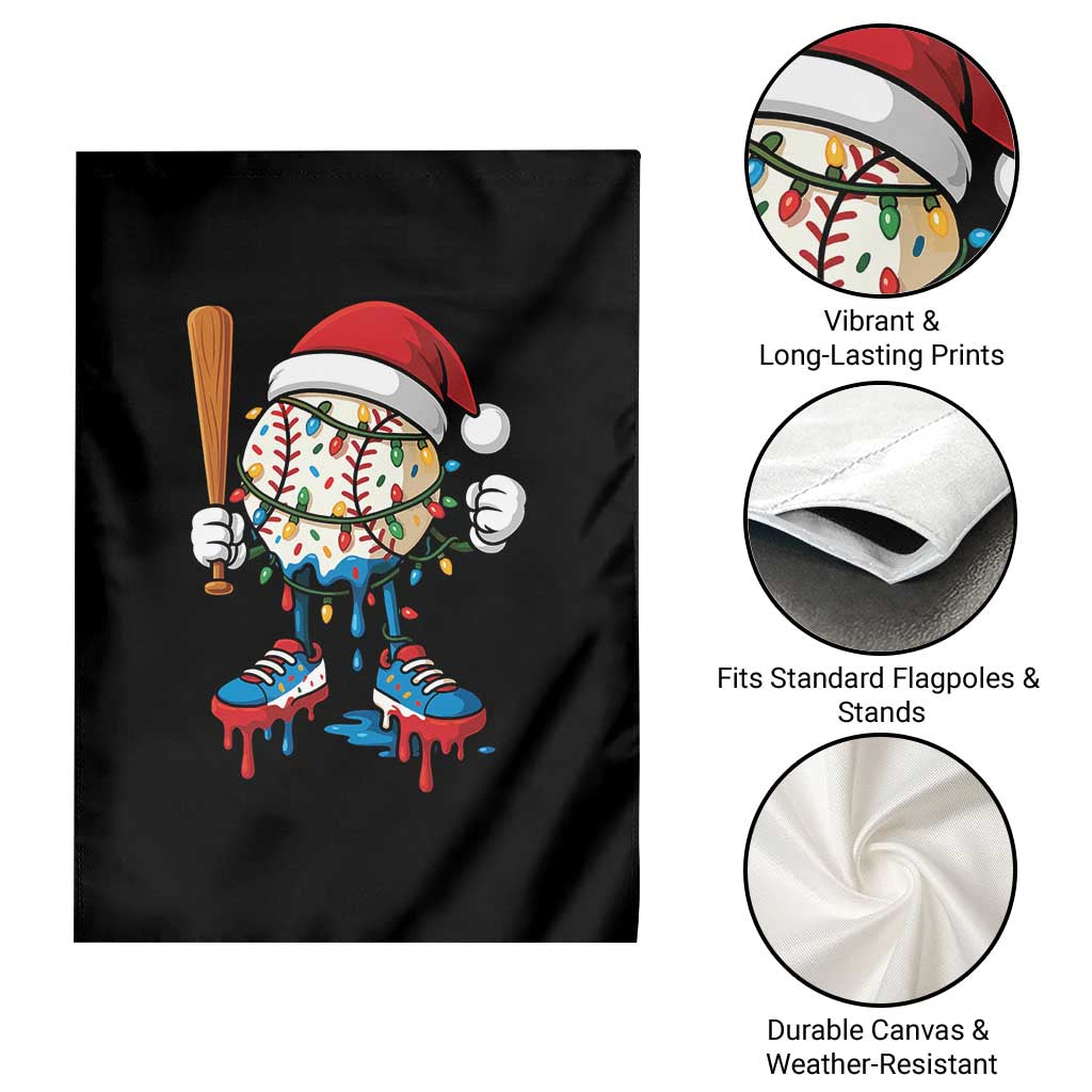 Christmas Baseball Ice Cream Drip Garden Flag Santa Sports Xmas Baseball Player - Wonder Print Shop