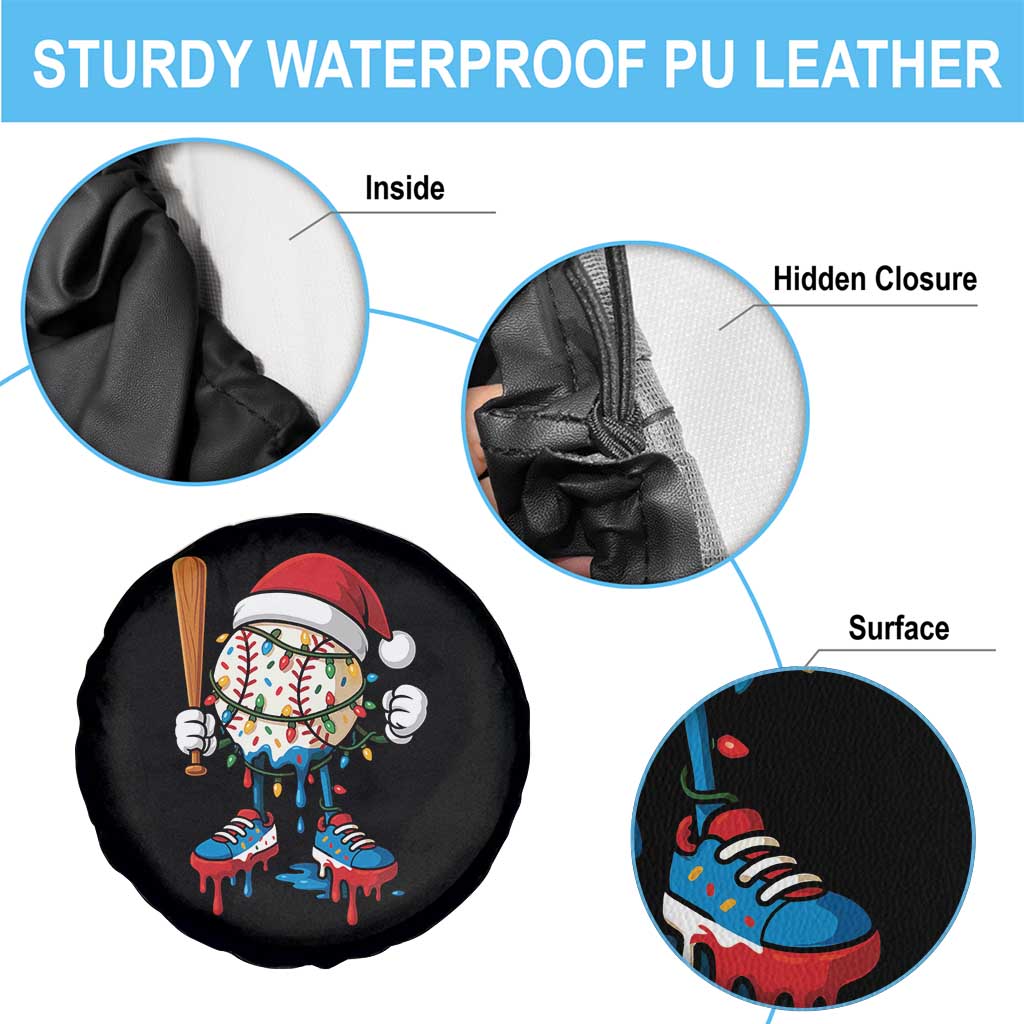 Christmas Baseball Ice Cream Drip Spare Tire Cover Santa Sports Xmas Baseball Player TS10