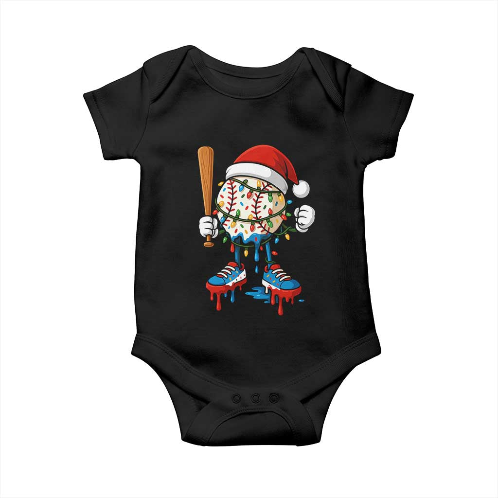 Christmas Baseball Ice Cream Drip Baby Onesie Santa Sports Xmas Baseball Player - Wonder Print Shop