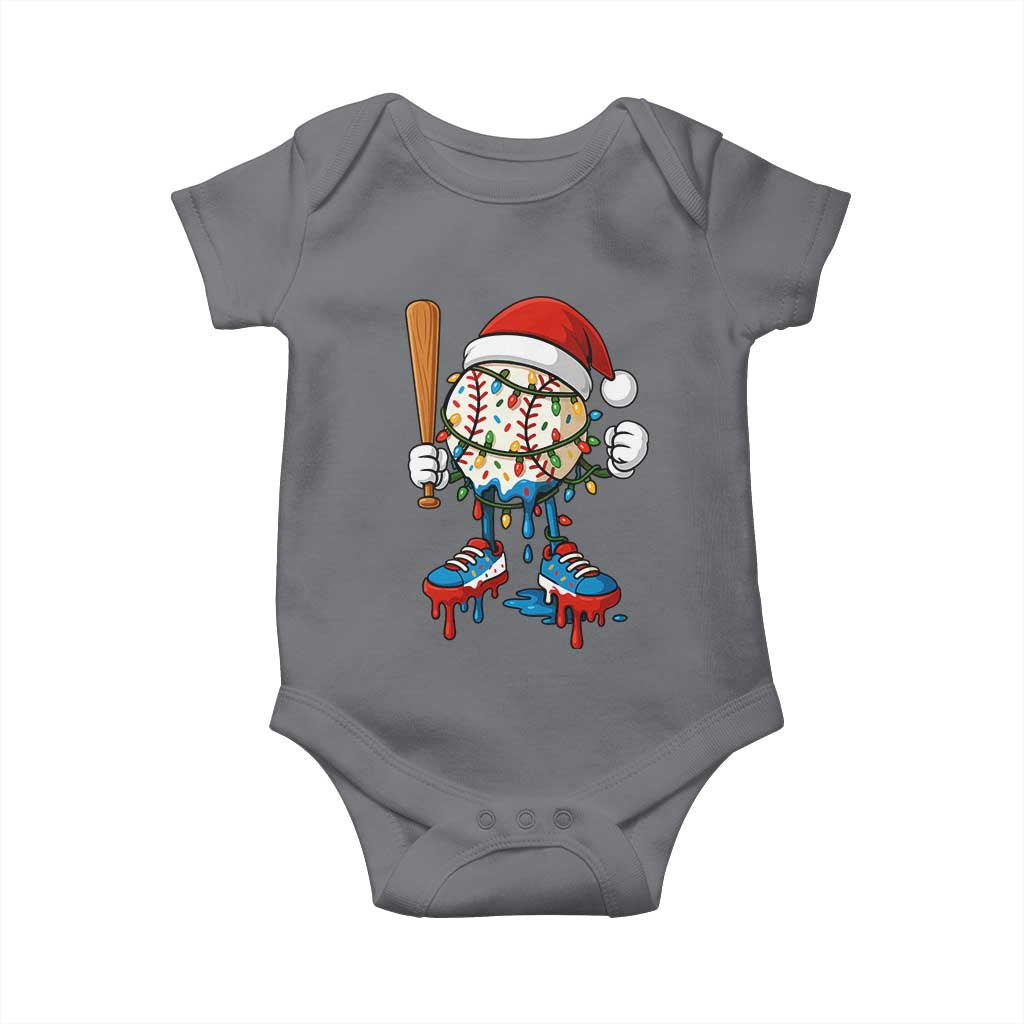 Christmas Baseball Ice Cream Drip Baby Onesie Santa Sports Xmas Baseball Player - Wonder Print Shop
