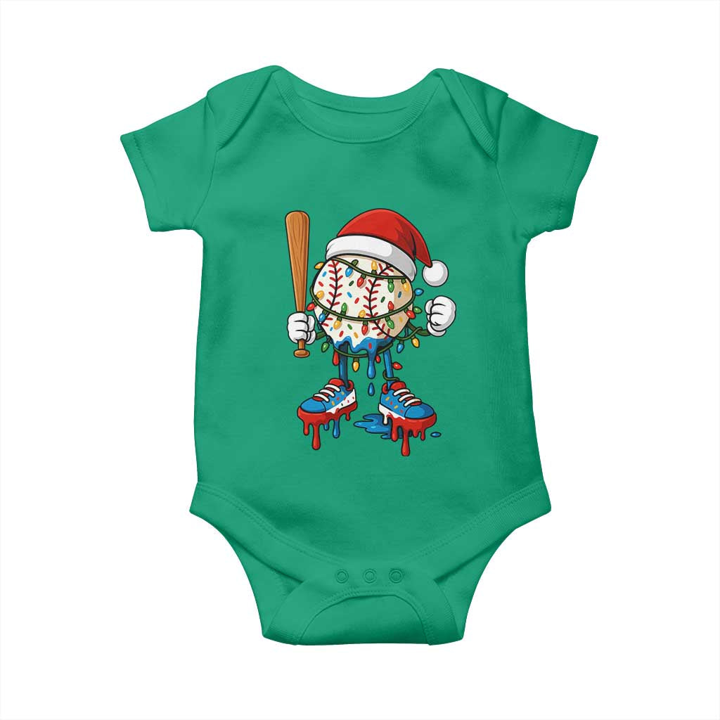 Christmas Baseball Ice Cream Drip Baby Onesie Santa Sports Xmas Baseball Player - Wonder Print Shop