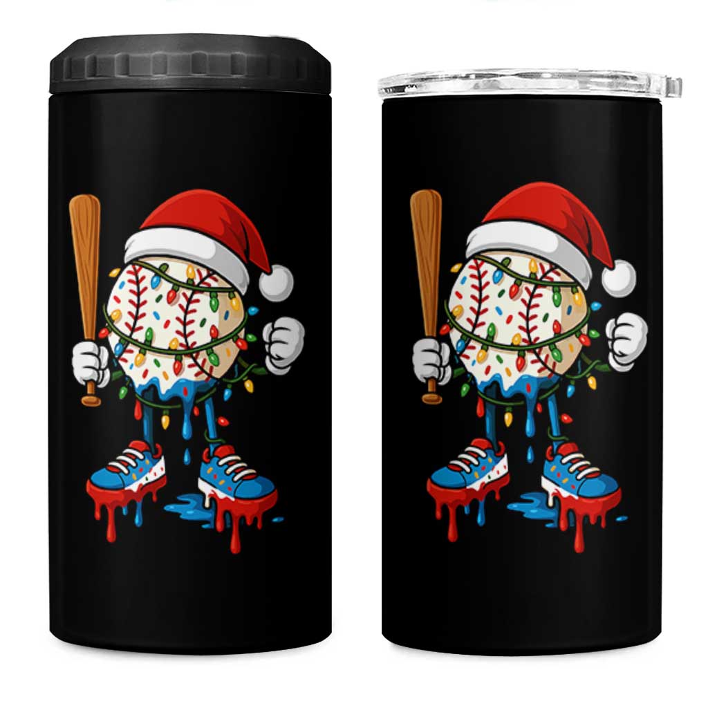 Christmas Baseball Ice Cream Drip 4 in 1 Can Cooler Tumbler Santa Sports Xmas Baseball Player - Wonder Print Shop