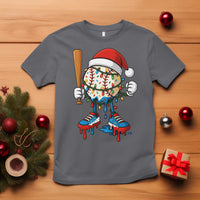 Christmas Baseball Ice Cream Drip T Shirt Santa Sports Xmas Baseball Player - Wonder Print Shop