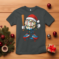Christmas Baseball Ice Cream Drip T Shirt Santa Sports Xmas Baseball Player - Wonder Print Shop