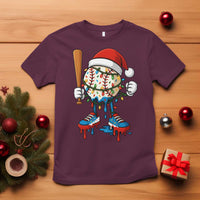 Christmas Baseball Ice Cream Drip T Shirt Santa Sports Xmas Baseball Player - Wonder Print Shop