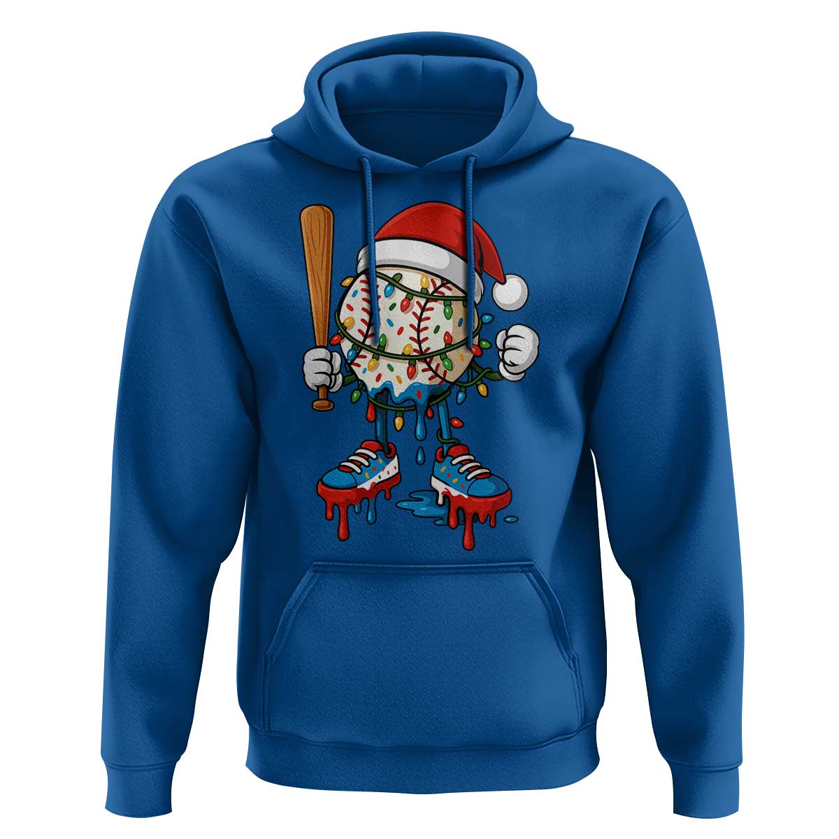 Christmas Baseball Ice Cream Drip Hoodie Santa Sports Xmas Baseball Player - Wonder Print Shop