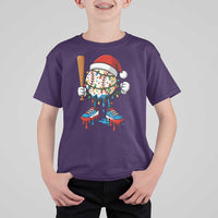 Christmas Baseball Ice Cream Drip T Shirt For Kid Santa Sports Xmas Baseball Player - Wonder Print Shop