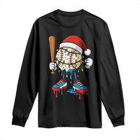 Christmas Baseball Ice Cream Drip Long Sleeve Shirt Santa Sports Xmas Baseball Player - Wonder Print Shop