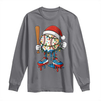 Christmas Baseball Ice Cream Drip Long Sleeve Shirt Santa Sports Xmas Baseball Player - Wonder Print Shop