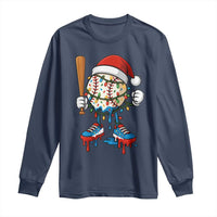 Christmas Baseball Ice Cream Drip Long Sleeve Shirt Santa Sports Xmas Baseball Player - Wonder Print Shop