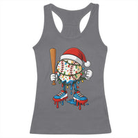 Christmas Baseball Ice Cream Drip Racerback Tank Top Santa Sports Xmas Baseball Player - Wonder Print Shop