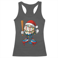 Christmas Baseball Ice Cream Drip Racerback Tank Top Santa Sports Xmas Baseball Player - Wonder Print Shop