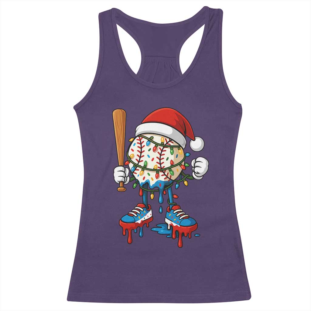 Christmas Baseball Ice Cream Drip Racerback Tank Top Santa Sports Xmas Baseball Player - Wonder Print Shop