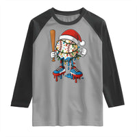 Christmas Baseball Ice Cream Drip Raglan Shirt Santa Sports Xmas Baseball Player - Wonder Print Shop