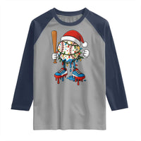 Christmas Baseball Ice Cream Drip Raglan Shirt Santa Sports Xmas Baseball Player - Wonder Print Shop