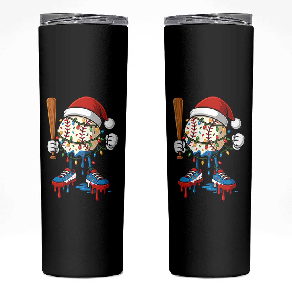 Christmas Baseball Ice Cream Drip Skinny Tumbler Santa Sports Xmas Baseball Player - Wonder Print Shop