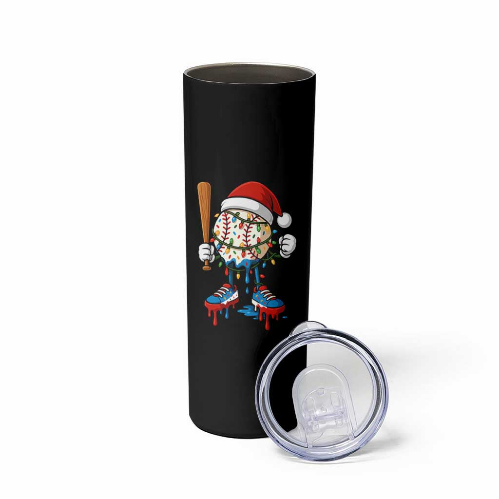 Christmas Baseball Ice Cream Drip Skinny Tumbler Santa Sports Xmas Baseball Player - Wonder Print Shop