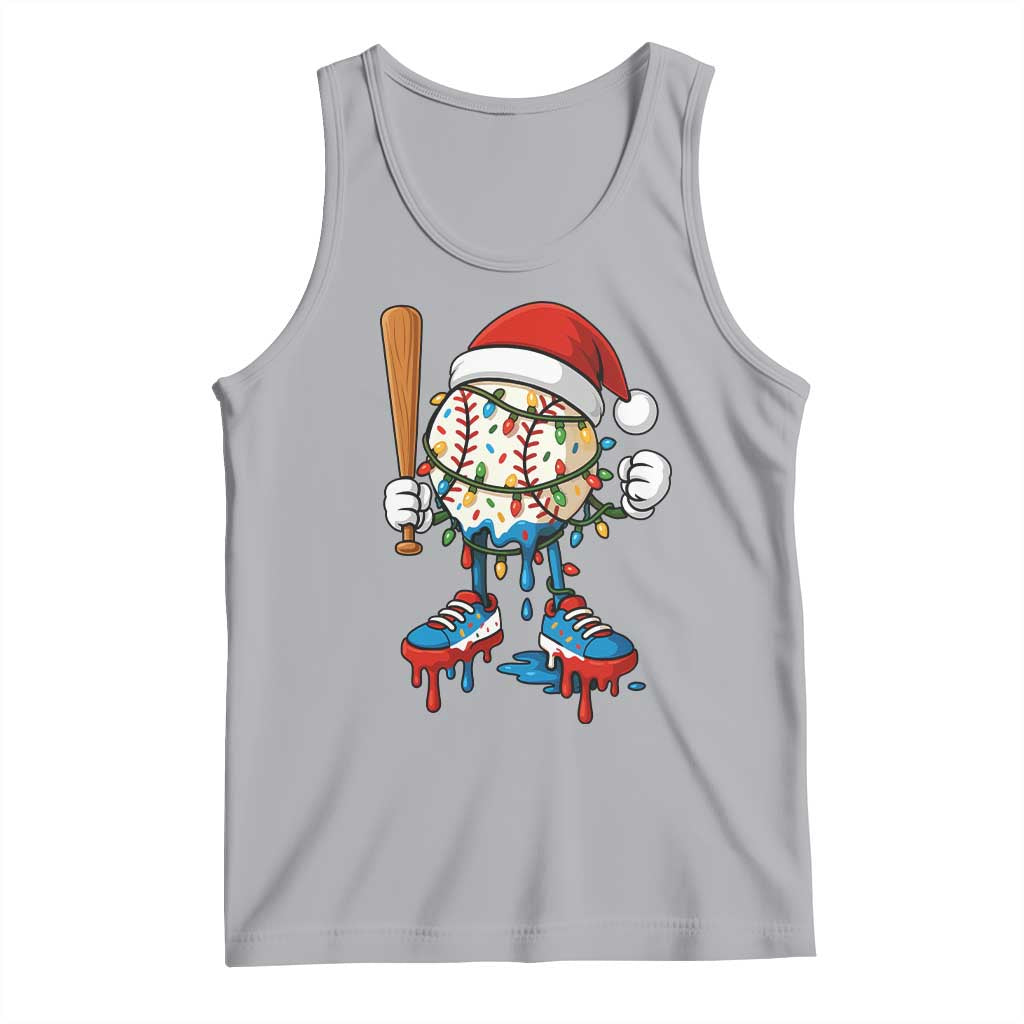 Christmas Baseball Ice Cream Drip Tank Top Santa Sports Xmas Baseball Player - Wonder Print Shop