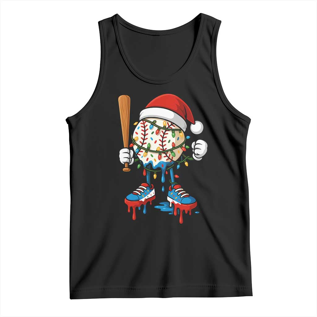 Christmas Baseball Ice Cream Drip Tank Top Santa Sports Xmas Baseball Player - Wonder Print Shop