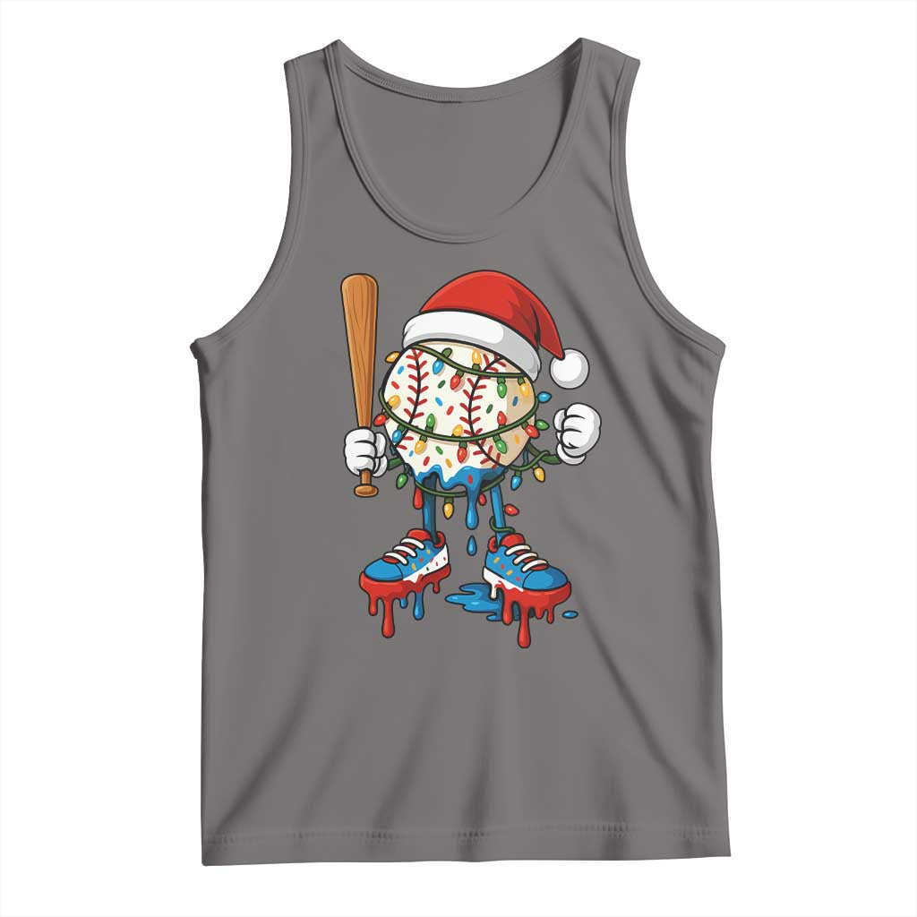 Christmas Baseball Ice Cream Drip Tank Top Santa Sports Xmas Baseball Player - Wonder Print Shop