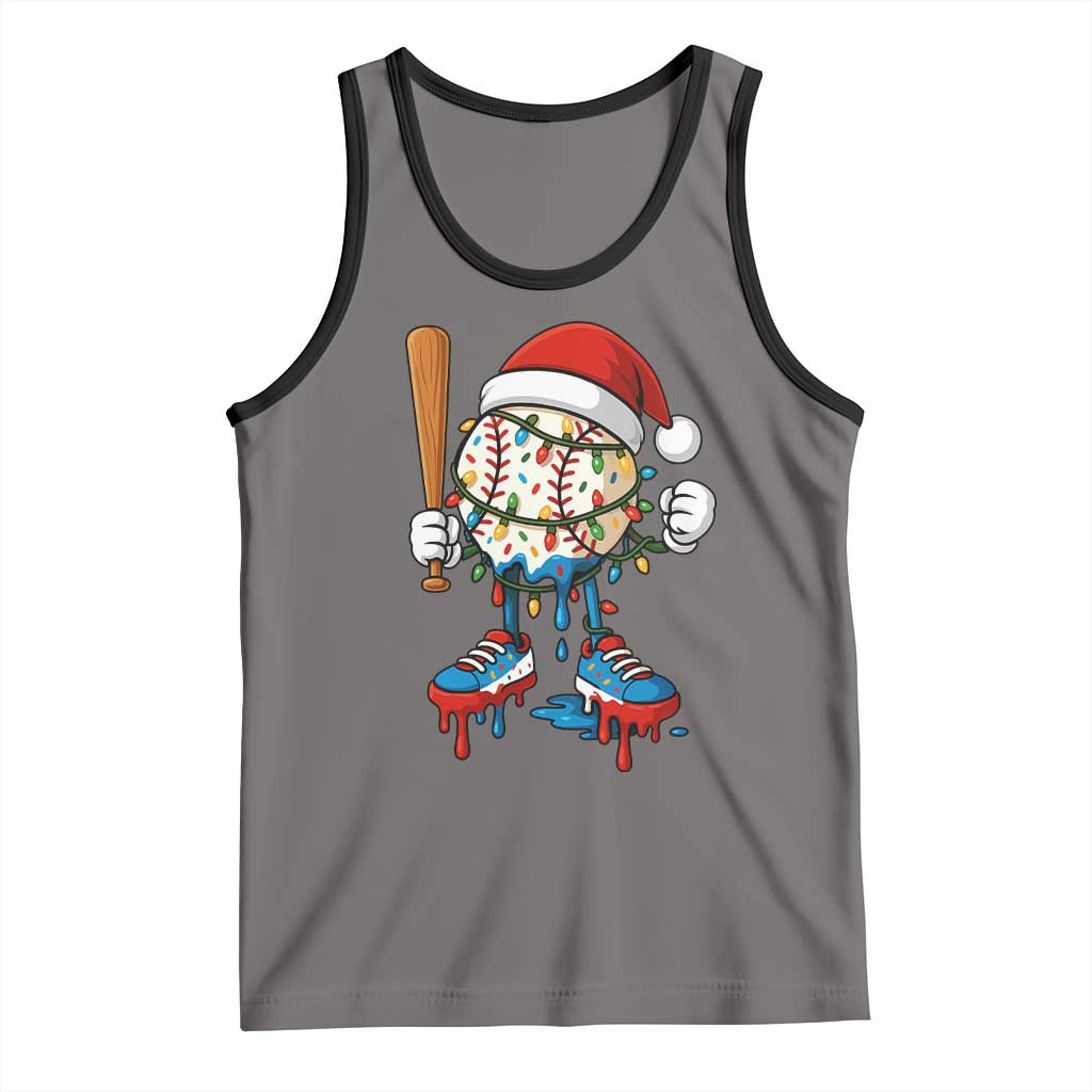 Christmas Baseball Ice Cream Drip Tank Top Santa Sports Xmas Baseball Player - Wonder Print Shop