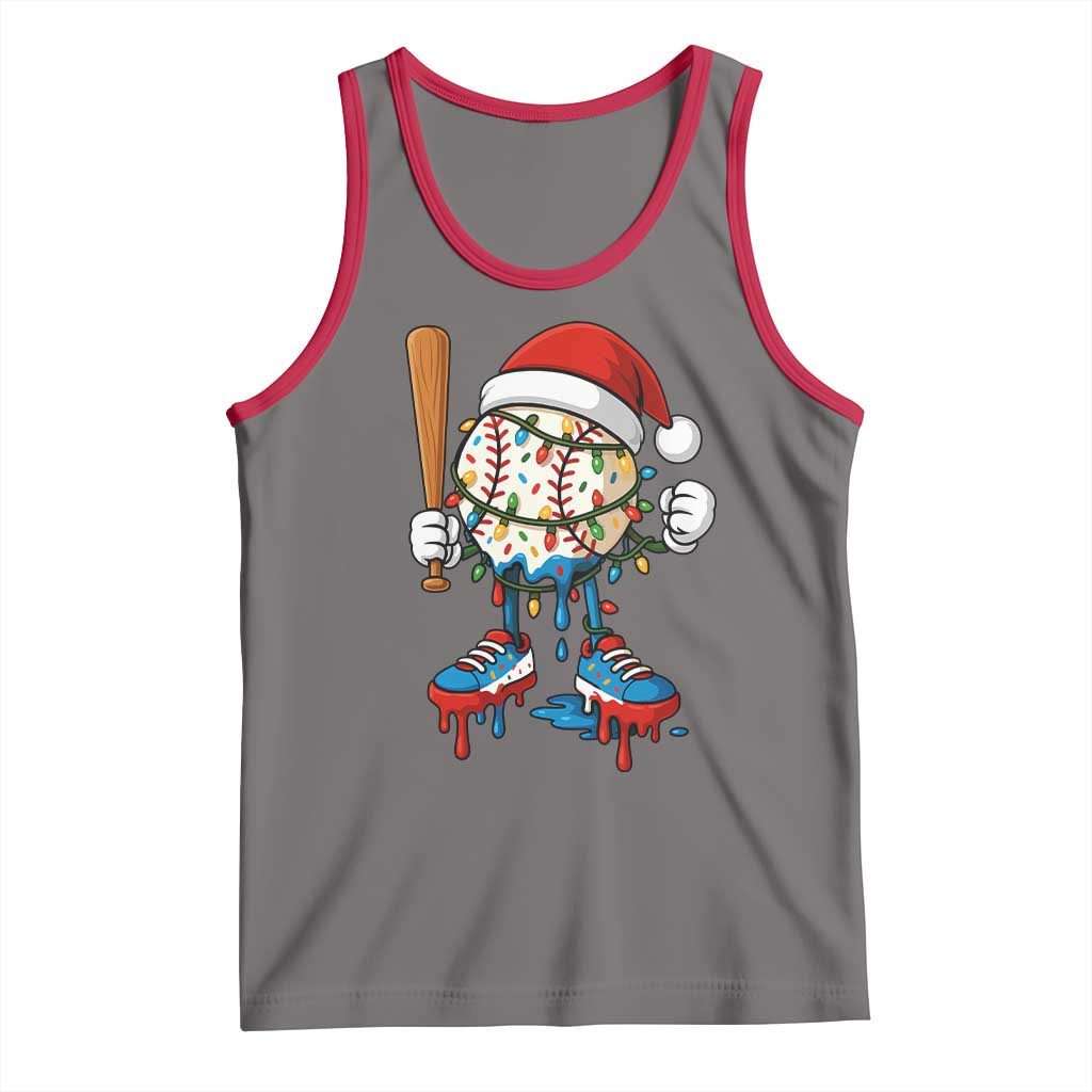 Christmas Baseball Ice Cream Drip Tank Top Santa Sports Xmas Baseball Player - Wonder Print Shop