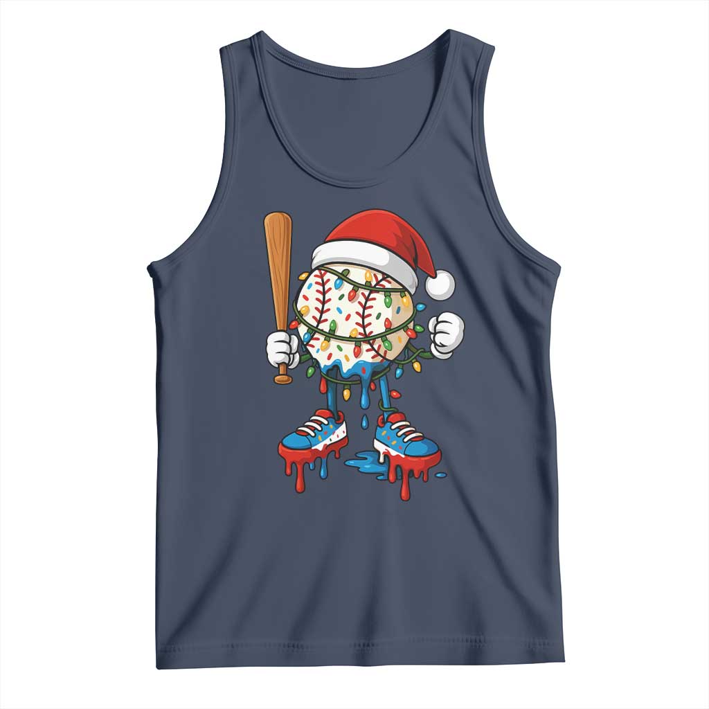 Christmas Baseball Ice Cream Drip Tank Top Santa Sports Xmas Baseball Player - Wonder Print Shop