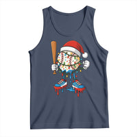 Christmas Baseball Ice Cream Drip Tank Top Santa Sports Xmas Baseball Player - Wonder Print Shop
