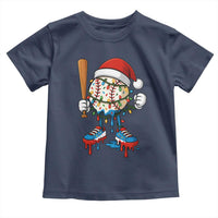 Christmas Baseball Ice Cream Drip Toddler T Shirt Santa Sports Xmas Baseball Player - Wonder Print Shop