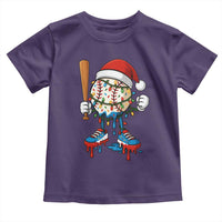 Christmas Baseball Ice Cream Drip Toddler T Shirt Santa Sports Xmas Baseball Player - Wonder Print Shop