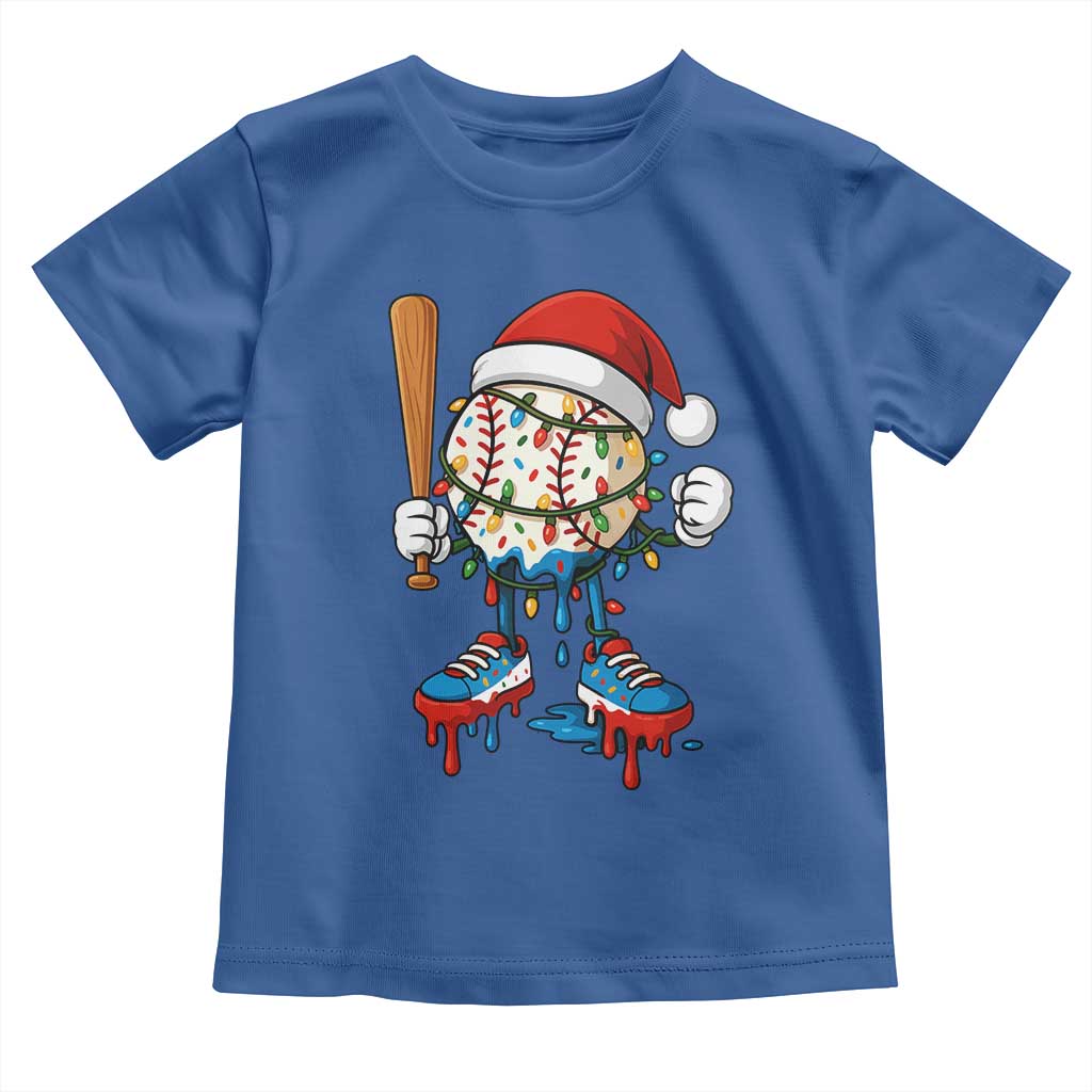 Christmas Baseball Ice Cream Drip Toddler T Shirt Santa Sports Xmas Baseball Player - Wonder Print Shop