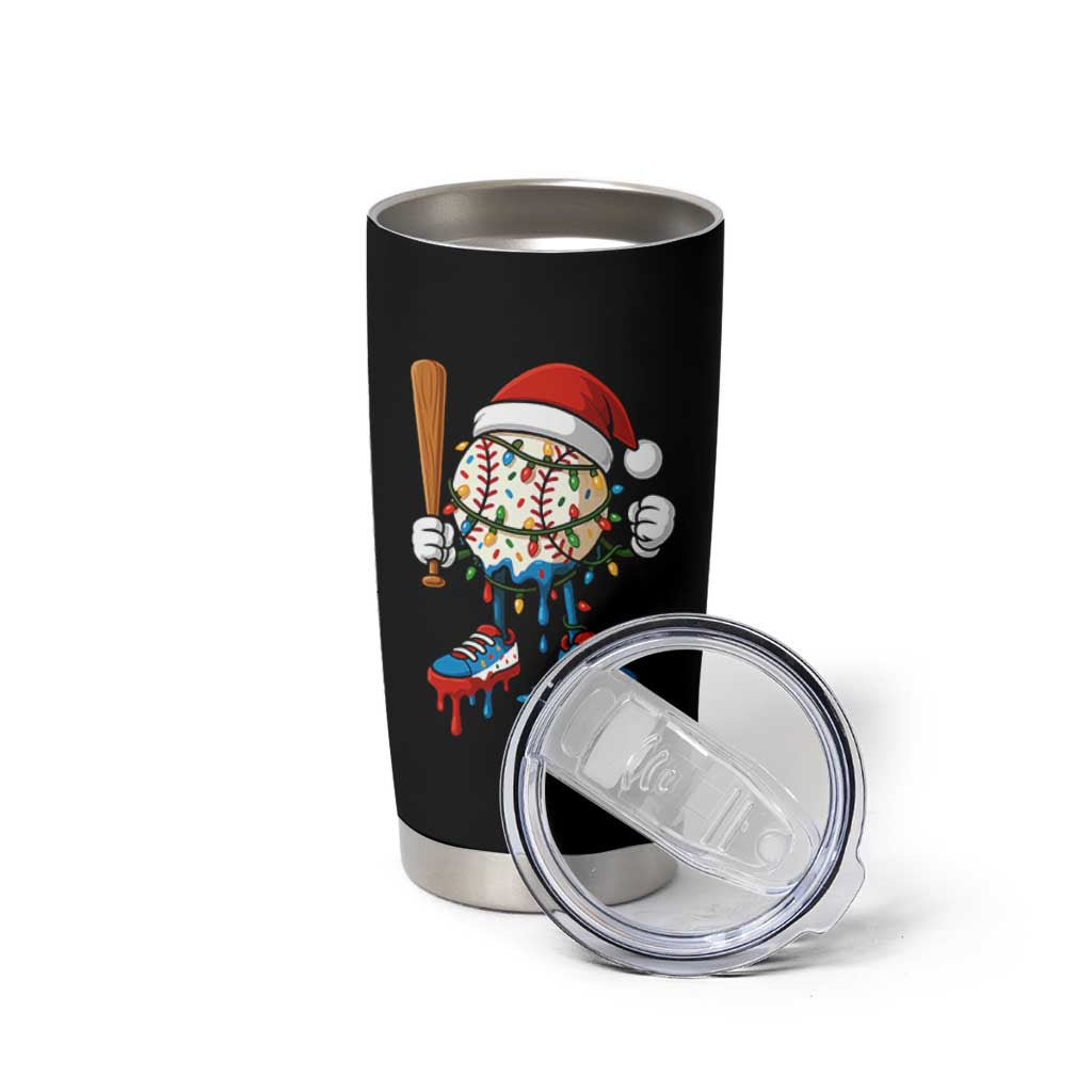 Christmas Baseball Ice Cream Drip Tumbler Cup Santa Sports Xmas Baseball Player - Wonder Print Shop