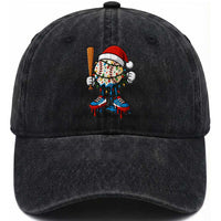 Christmas Baseball Ice Cream Drip Washed Cotton Baseball Cap Santa Sports Xmas Baseball Player