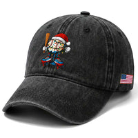 Christmas Baseball Ice Cream Drip Washed Cotton Baseball Cap Santa Sports Xmas Baseball Player