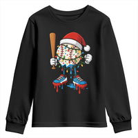 Christmas Baseball Ice Cream Drip Youth Sweatshirt Santa Sports Xmas Baseball Player - Wonder Print Shop