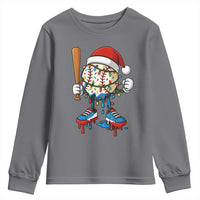 Christmas Baseball Ice Cream Drip Youth Sweatshirt Santa Sports Xmas Baseball Player - Wonder Print Shop