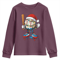 Christmas Baseball Ice Cream Drip Youth Sweatshirt Santa Sports Xmas Baseball Player - Wonder Print Shop