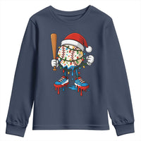 Christmas Baseball Ice Cream Drip Youth Sweatshirt Santa Sports Xmas Baseball Player - Wonder Print Shop