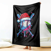 Christmas Baseball Ice Cream Drip Throw Blanket Santa Sports Xmas Light Boys Sprinkles Baseball Bat - Wonder Print Shop