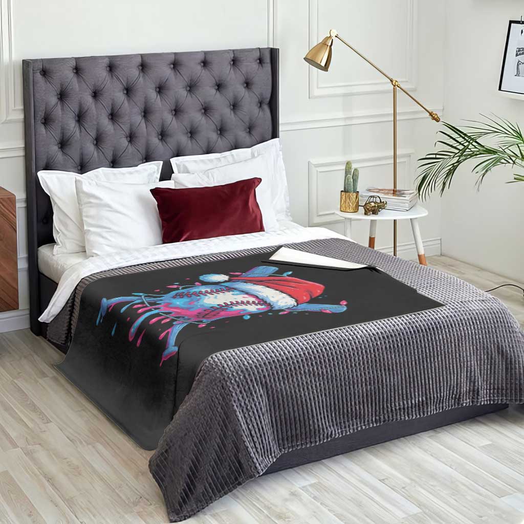 Christmas Baseball Ice Cream Drip Throw Blanket Santa Sports Xmas Light Boys Sprinkles Baseball Bat - Wonder Print Shop