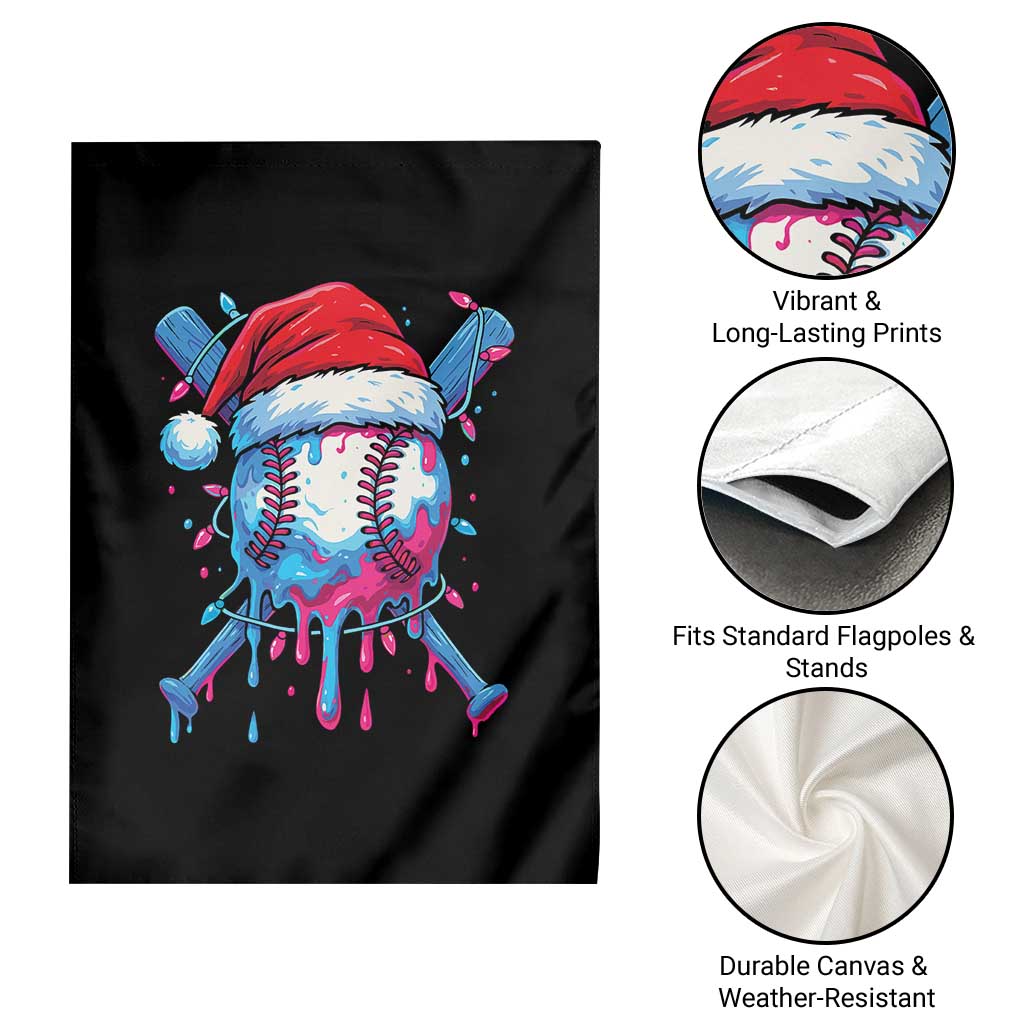 Christmas Baseball Ice Cream Drip Garden Flag Santa Sports Xmas Light Boys Sprinkles Baseball Bat - Wonder Print Shop