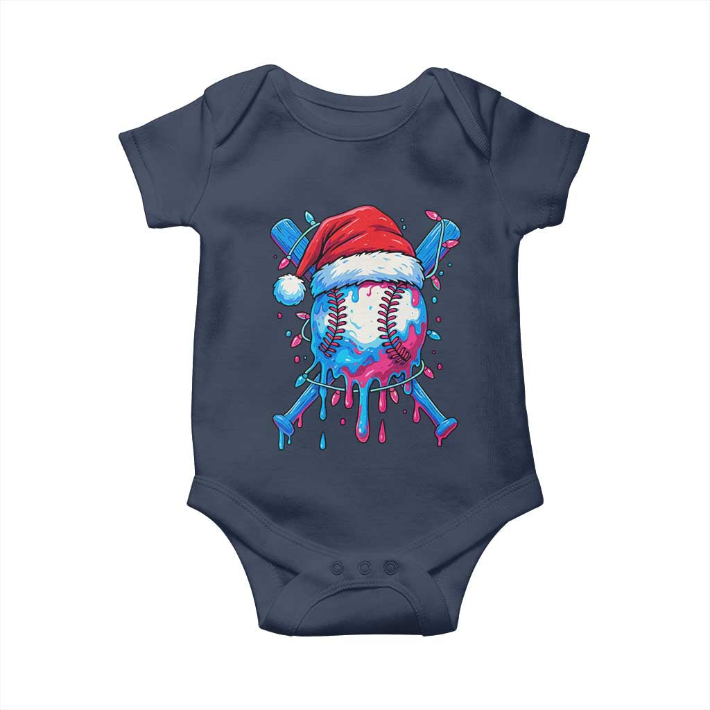 Christmas Baseball Ice Cream Drip Baby Onesie Santa Sports Xmas Light Boys Sprinkles Baseball Bat - Wonder Print Shop