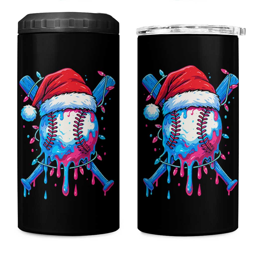 Christmas Baseball Ice Cream Drip 4 in 1 Can Cooler Tumbler Santa Sports Xmas Light Boys Sprinkles Baseball Bat - Wonder Print Shop